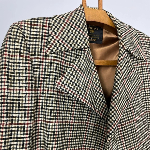 Vintage Crombie Sabelere Men’s Wool Houndstooth Coat Eaton’s Large - Picture 5 of 12